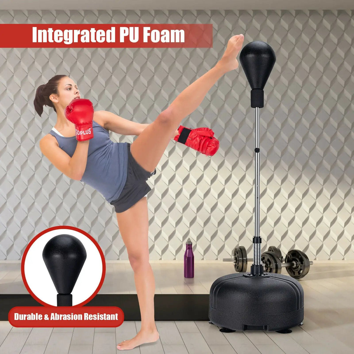 Adjustable Freestanding Punching Bag with Boxing Gloves by DirectDeals