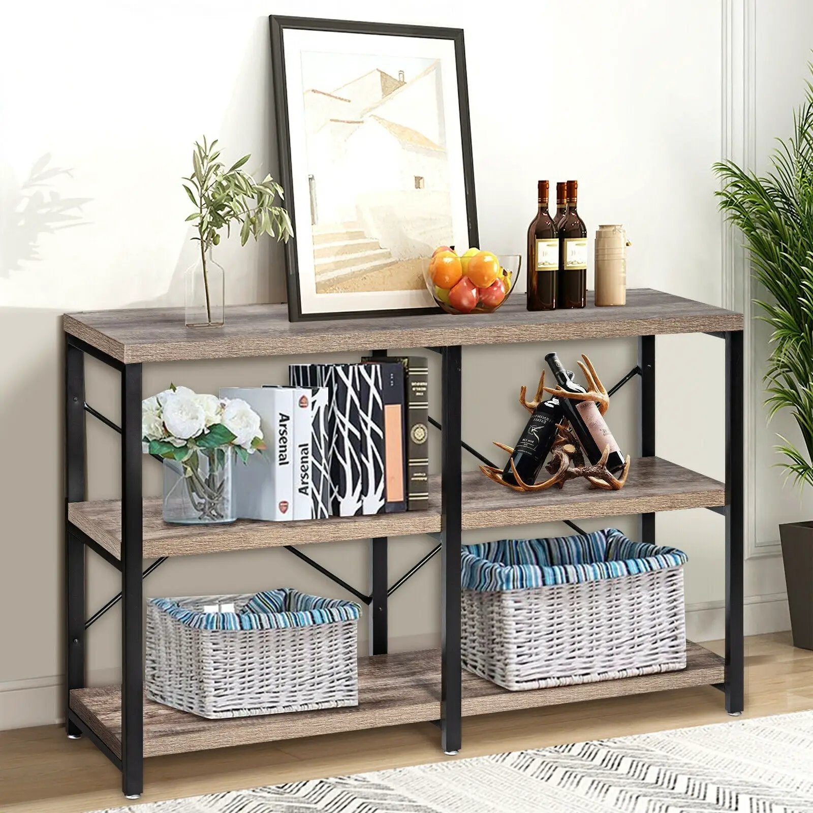 3 Tier 47 Inch Console Metal Frame Sofa Table by DirectDeals