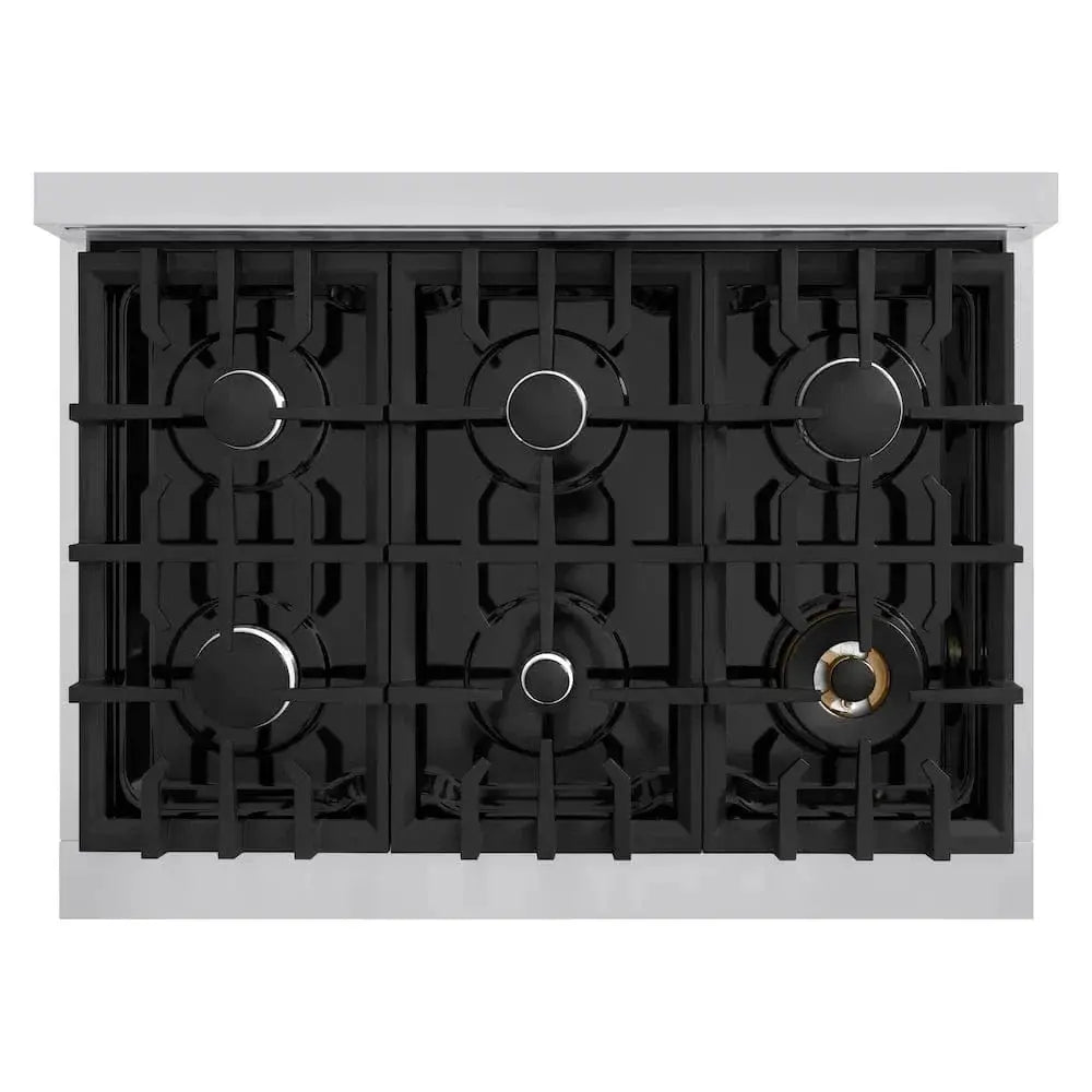 ZLINE 36" Dual Fuel Range, Gas Cooktop, Electric Convection Oven Stainless Steel, CDR36 by Farmhouse Kitchen and Bath