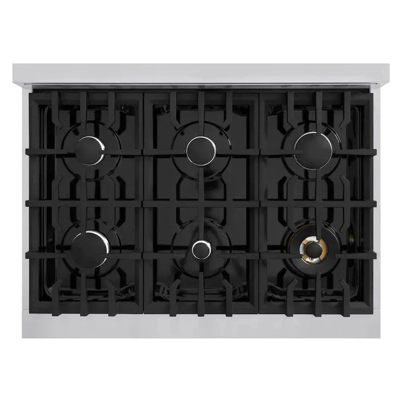 ZLINE 36" Dual Fuel Range, Gas Cooktop, Electric Convection Oven Stainless Steel, CDR36 by Farmhouse Kitchen and Bath