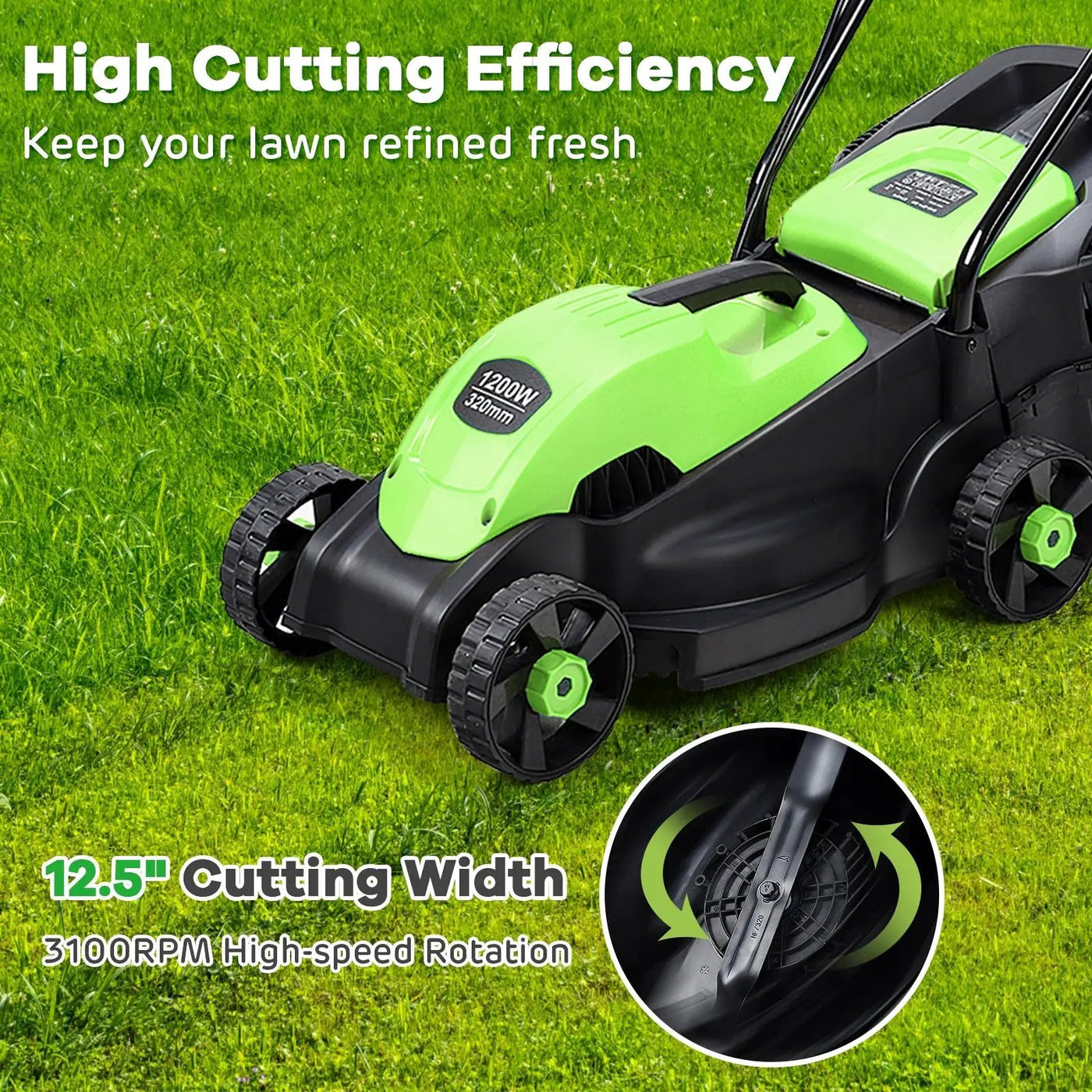13 Inch Electric Push Lawn Corded Mower with Grass Bag by DirectDeals