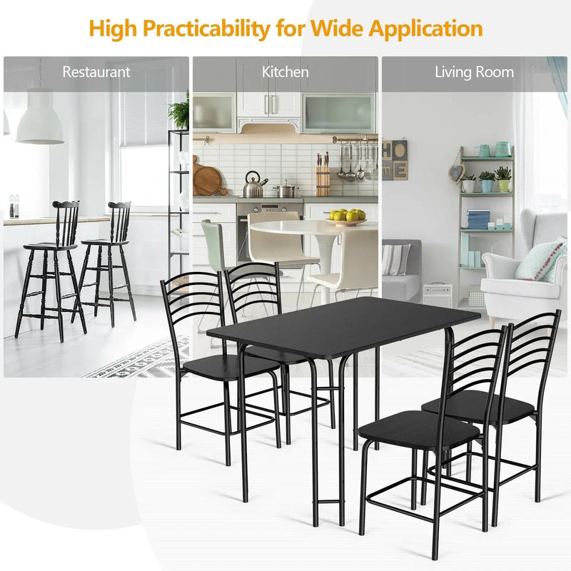 5 Pieces Wood Rectangular Dining Table Set by DirectDeals