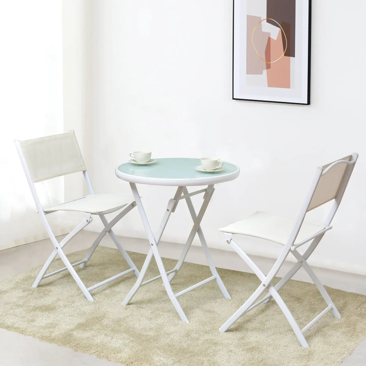 3 Pieces Patio Folding Bistro Set for Balcony or Outdoor Space by DirectDeals