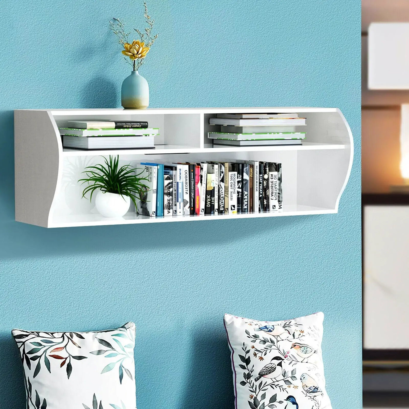 48.5 Inch 2 Tier Modern Wall Mounted Hanging Floating Shelf by DirectDeals