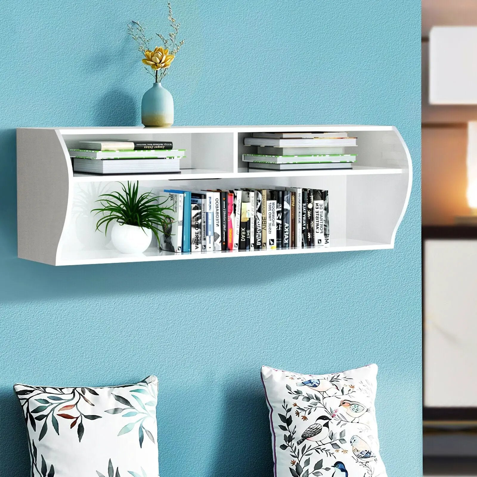 48.5 Inch 2 Tier Modern Wall Mounted Hanging Floating Shelf by DirectDeals