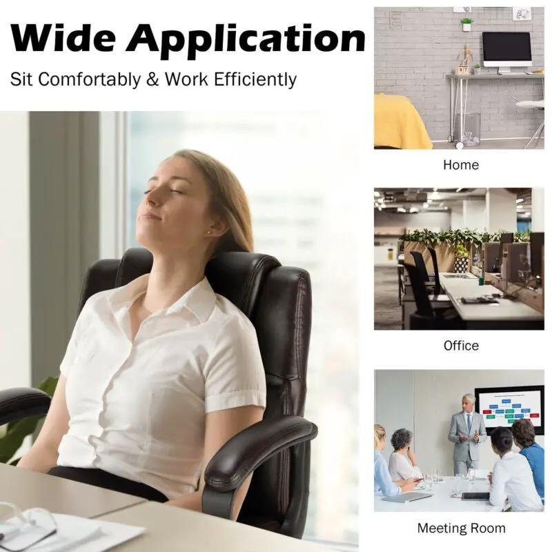 Adjustable Leather Executive Office Chair Computer Desk Chair with Armrest by DirectDeals