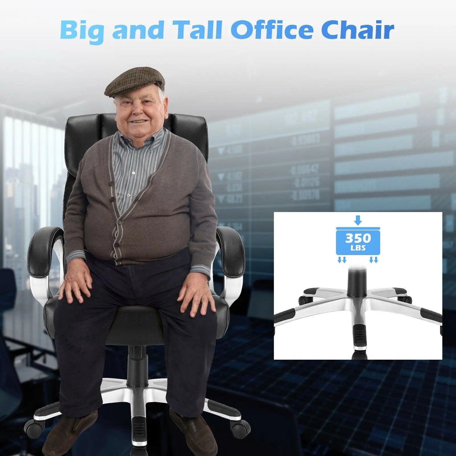 Big and Tall Adjustable High Back Leather Executive Computer Desk Chair by DirectDeals