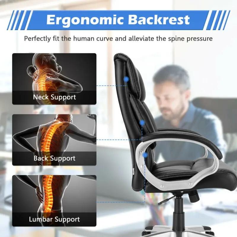 Big and Tall Adjustable High Back Leather Executive Computer Desk Chair by DirectDeals