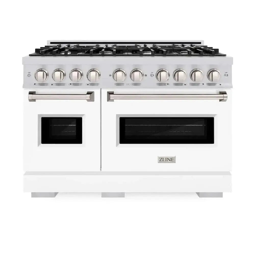 ZLINE 48"Classic Gas Range, Convection Gas Oven, Stainless Steel, White Matte Door CGR-WM-48 by Farmhouse Kitchen and Bath