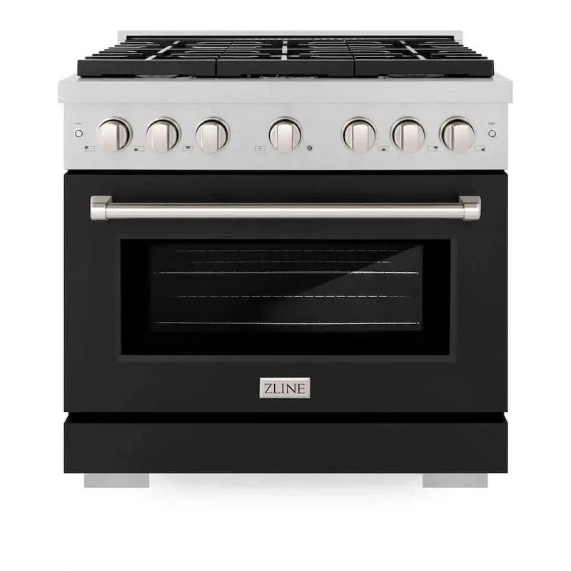 ZLINE 36"Gas Range, Convection Gas Oven, DuraSnow® Black Matte, SGRS-BLM-36 by Farmhouse Kitchen and Bath