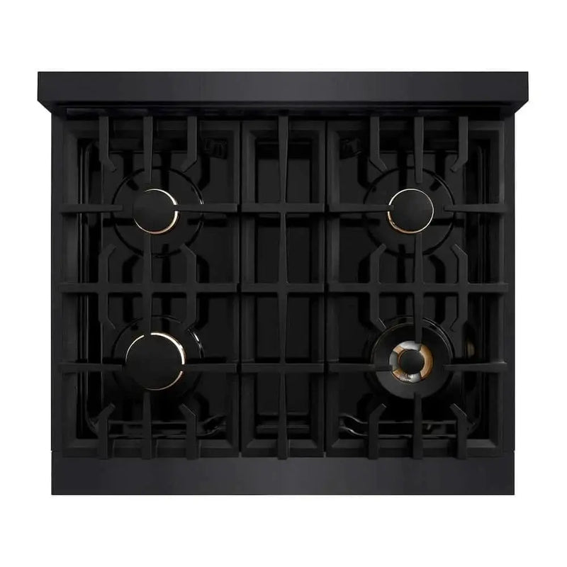 ZLINE 30" Select Gas Range Convection Gas Oven Black Stainless Steel Brass Burners HGRB-BR-30 by Farmhouse Kitchen and Bath