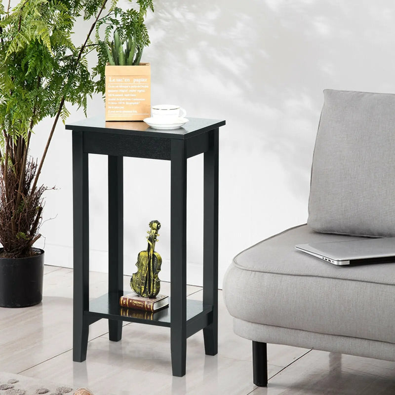 2-Tier Nightstand End Side Wooden Legs Table for Bedroom by DirectDeals