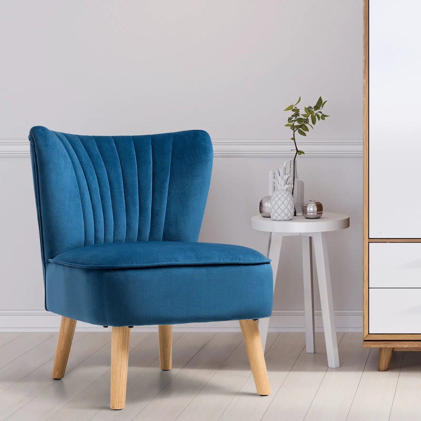Modern Armless Velvet Accent Chair with Wood Legs by DirectDeals