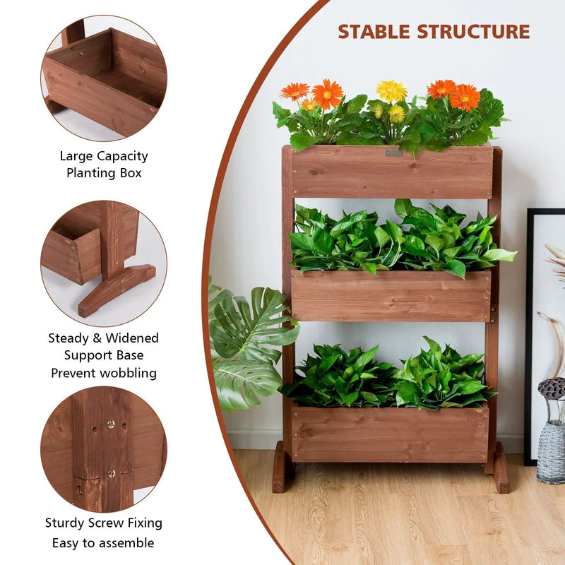3-Tier Raised Garden Bed with Detachable Ladder and Adjustable Shelf by DirectDeals