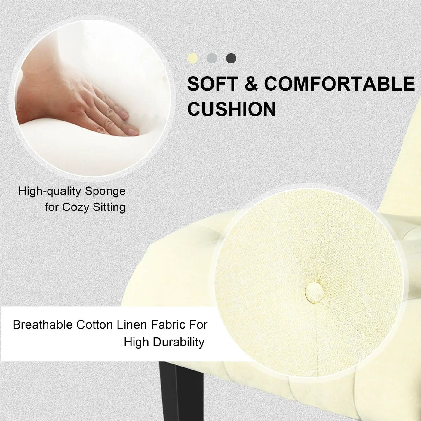 Cotton Linen Fabric Armless Accent Chair with Adjustable Foot Pads by DirectDeals