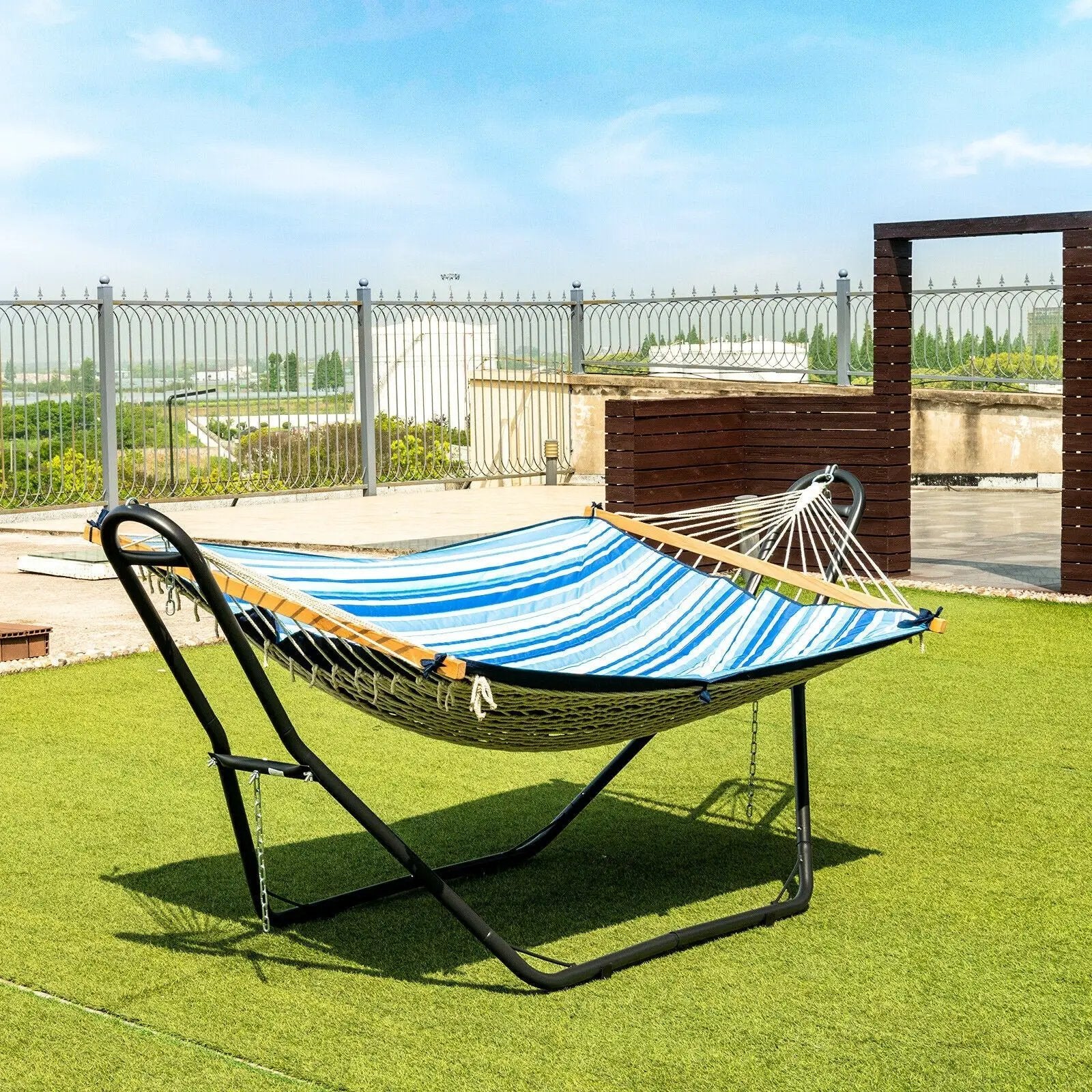 Hammock Stand Heavy Duty Steel Frame with Adjustable Chains by DirectDeals