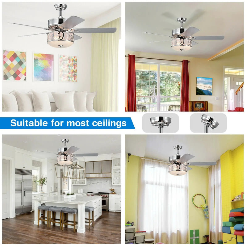 52 Inch Ceiling Fan with Light Reversible Blade and Adjustable Speed by DirectDeals