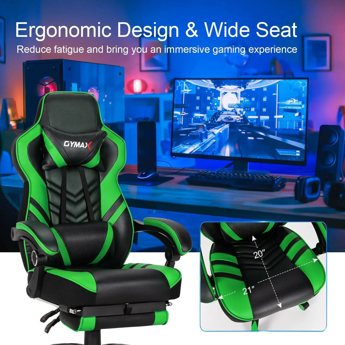 Adjustable Gaming Chair with Footrest by DirectDeals