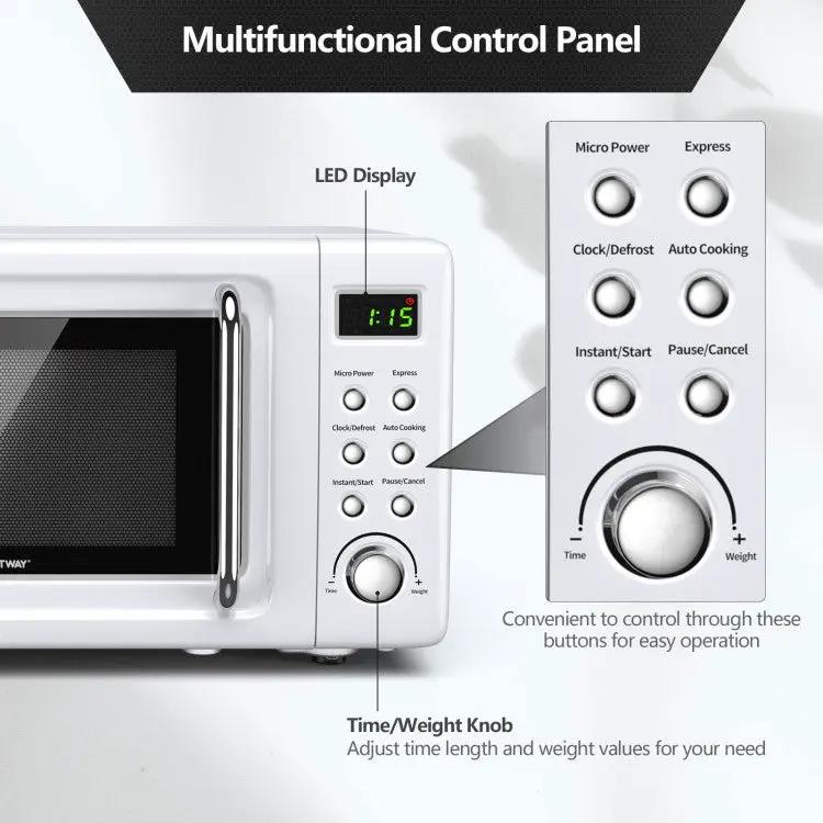 700W Retro Countertop Microwave Oven with 5 Micro Power and Auto Cooking Function by DirectDeals