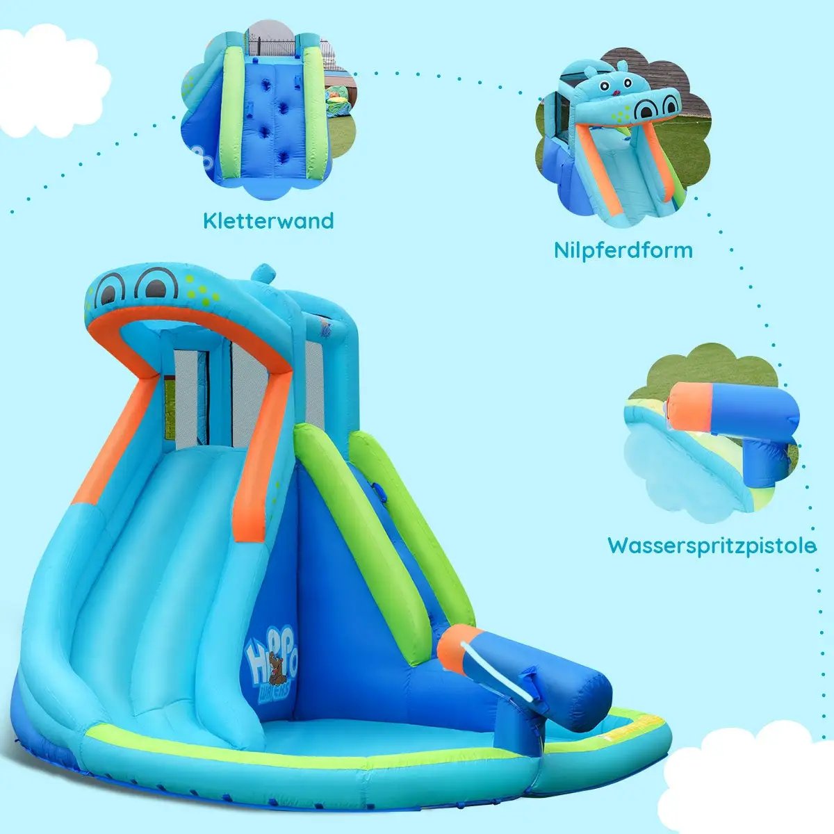Inflatable Water Pool with Splash and Slide Without Blower by DirectDeals