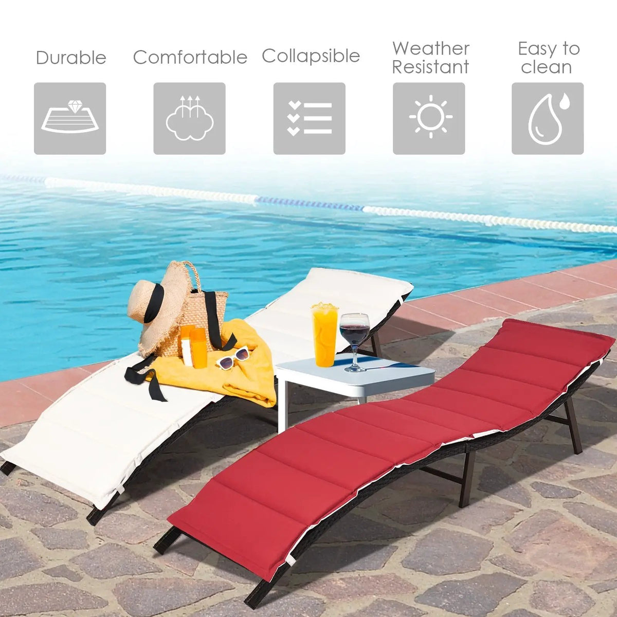 2Pcs Folding Patio Lounger Chair by DirectDeals