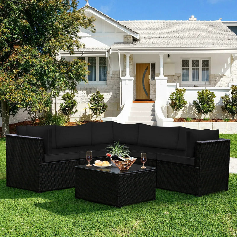 6 Pieces Patio Furniture Sofa Set with Cushions for Outdoor by DirectDeals