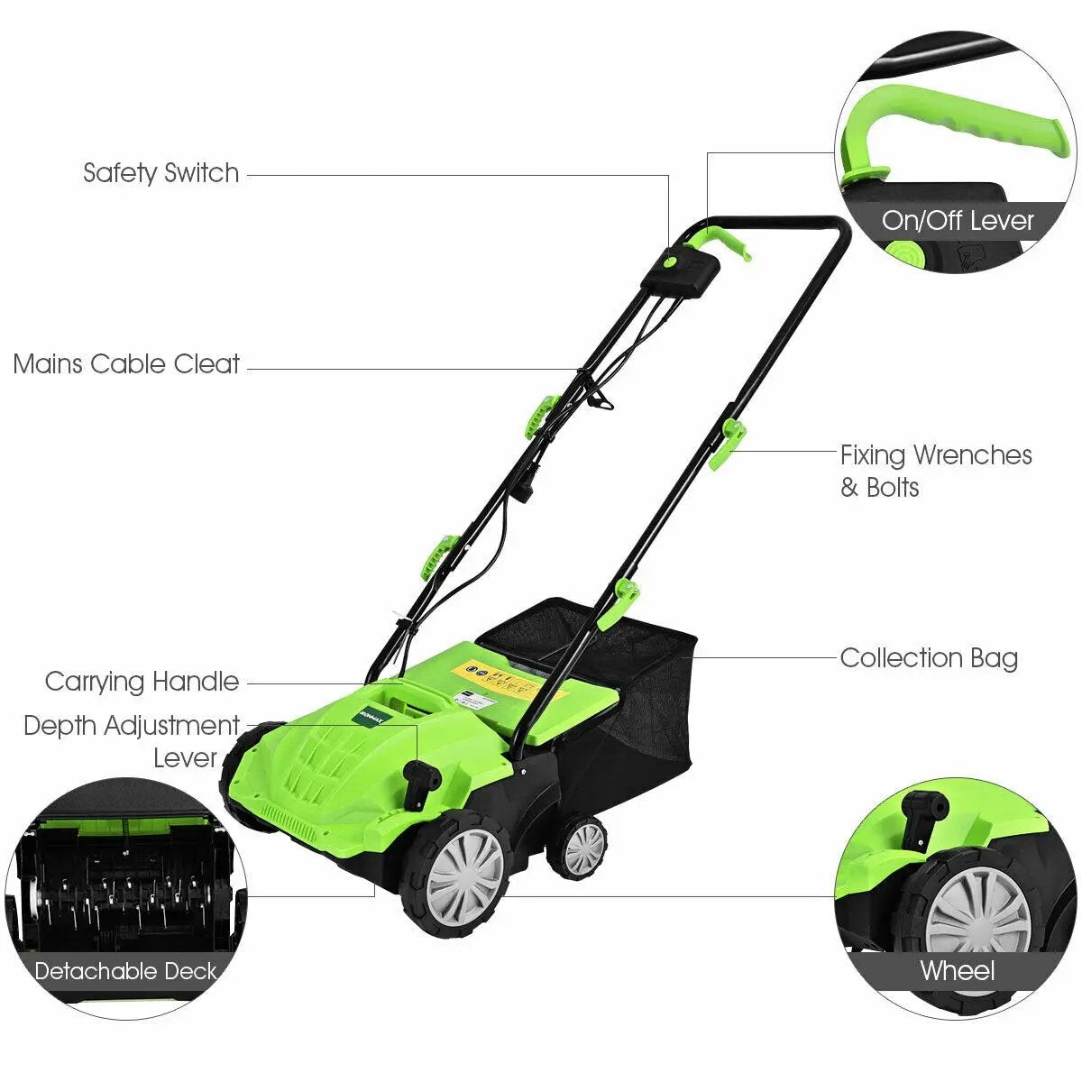 13 Inch 12 Amp Electric Scarifier with Collection Bag and Removable Blades by DirectDeals
