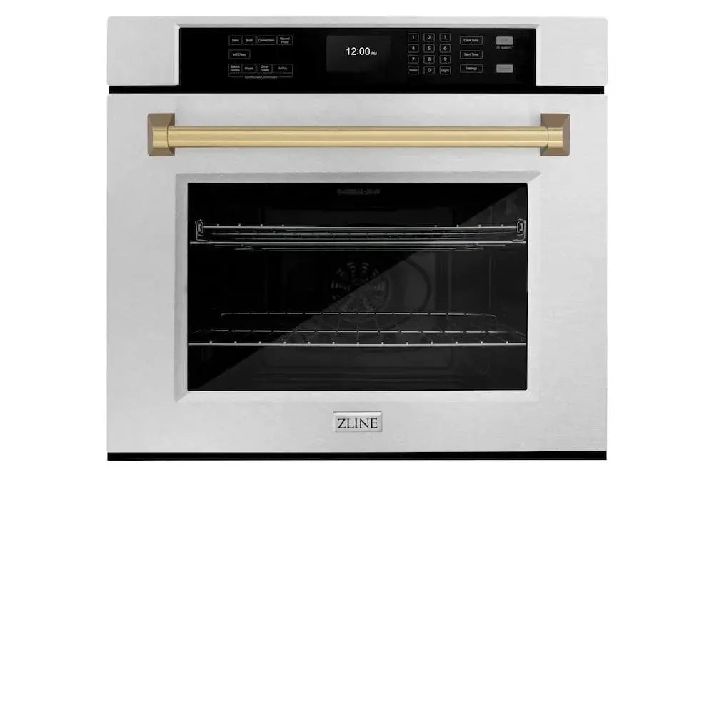 ZLINE 30"Professional True Convection Single Wall Oven, Air Fry, Self Clean, DuraSnow® Champagne Bronze WASSZ-30-CB by Farmhouse Kitchen and Bath