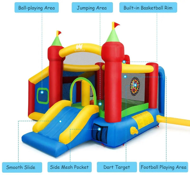 7-in-1 Kids Inflatable Bounce House with Ocean Balls and 480W Blower by DirectDeals