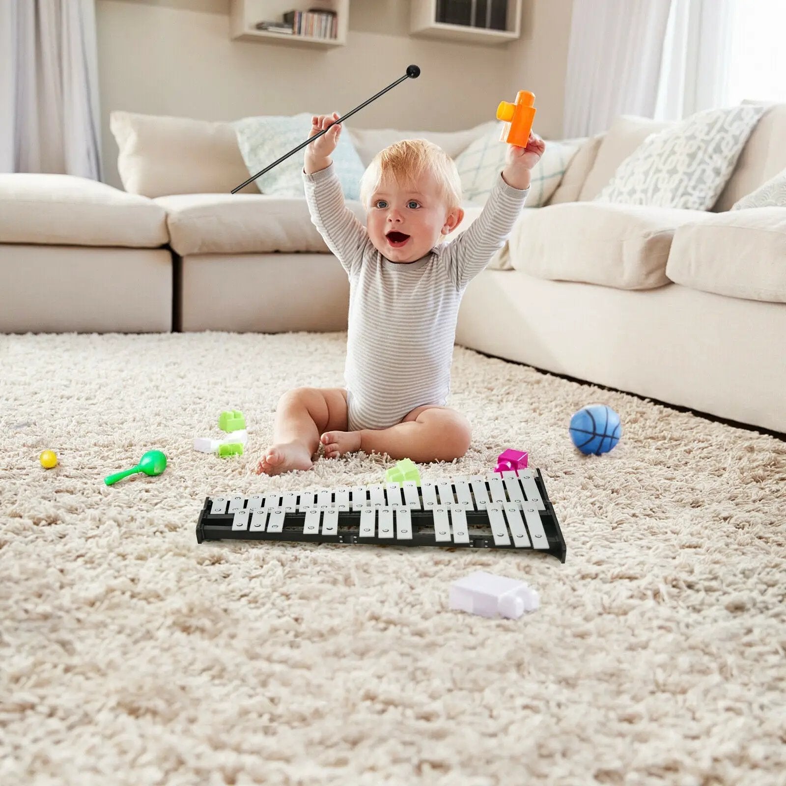 32 Note Glockenspiel Xylophone Percussion Bell Kit with Adjustable Stand by DirectDeals