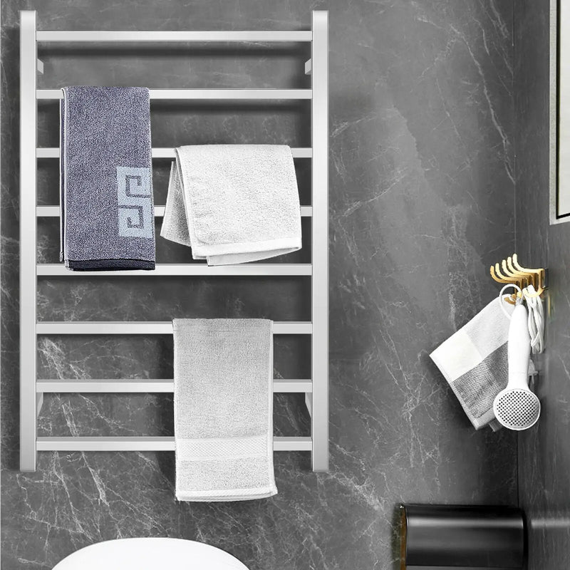 145W Electric Towel Warmer Wall Mounted Heated Drying Rack 8 Square Bars by DirectDeals