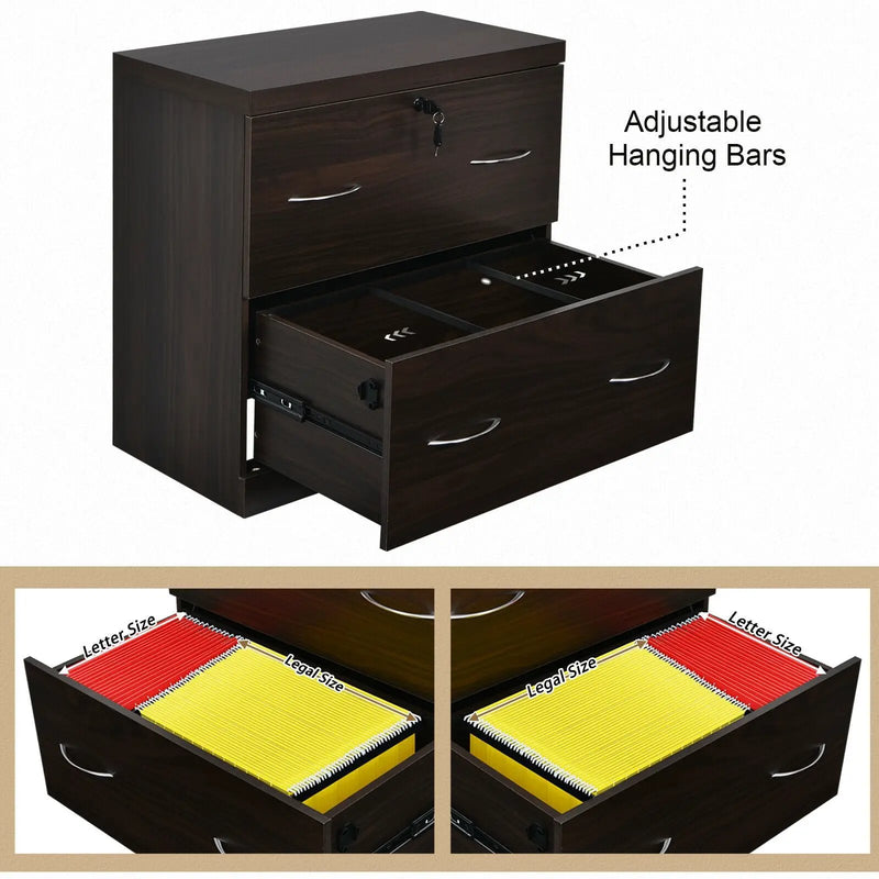 2-Drawer File Cabinet with Lock Hinging Bar Letter and Legal Size by DirectDeals