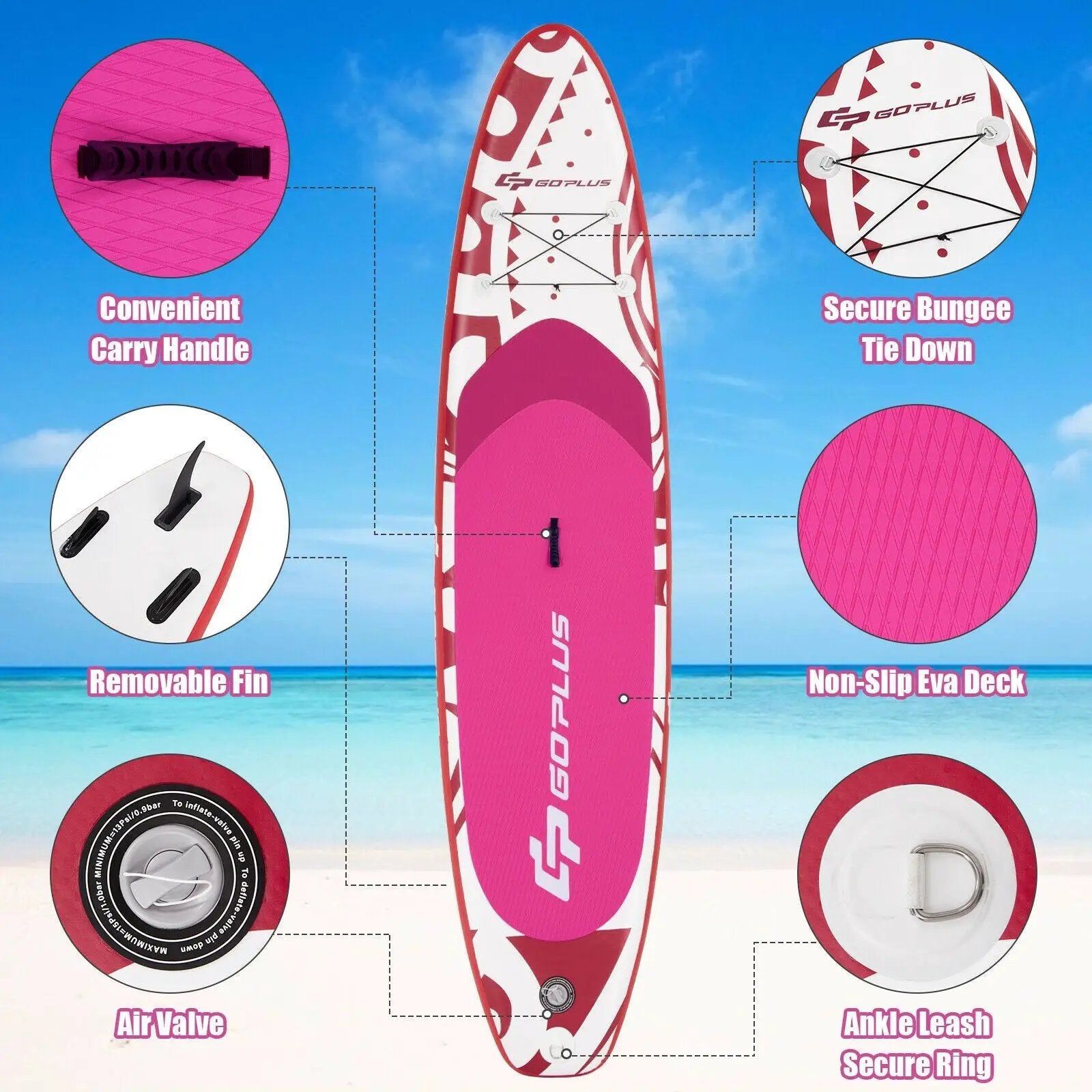 10.6 Feet Inflatable Adjustable Paddle Board with Carry Bag by DirectDeals