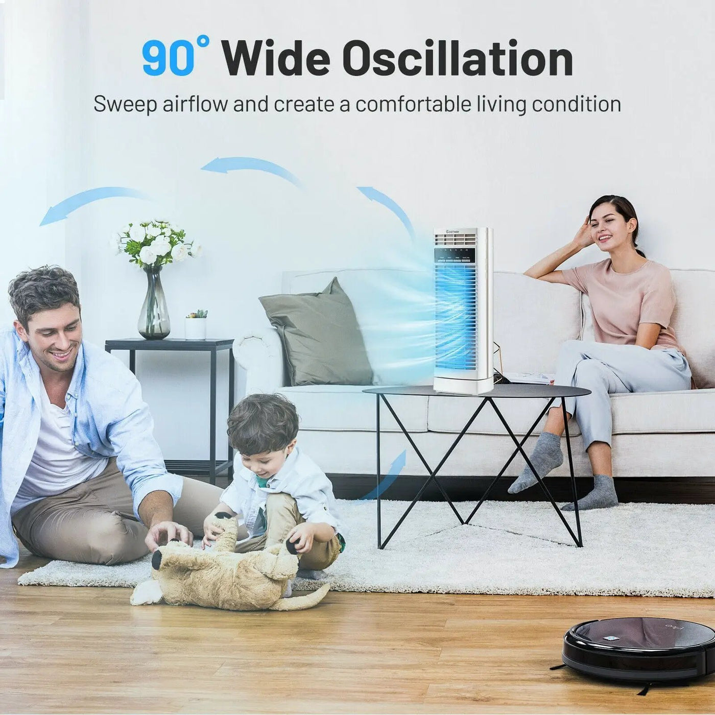 14 Inch Mini Oscillating Tower Fan Electric Desk Fan with 3 Speed and Timer by DirectDeals