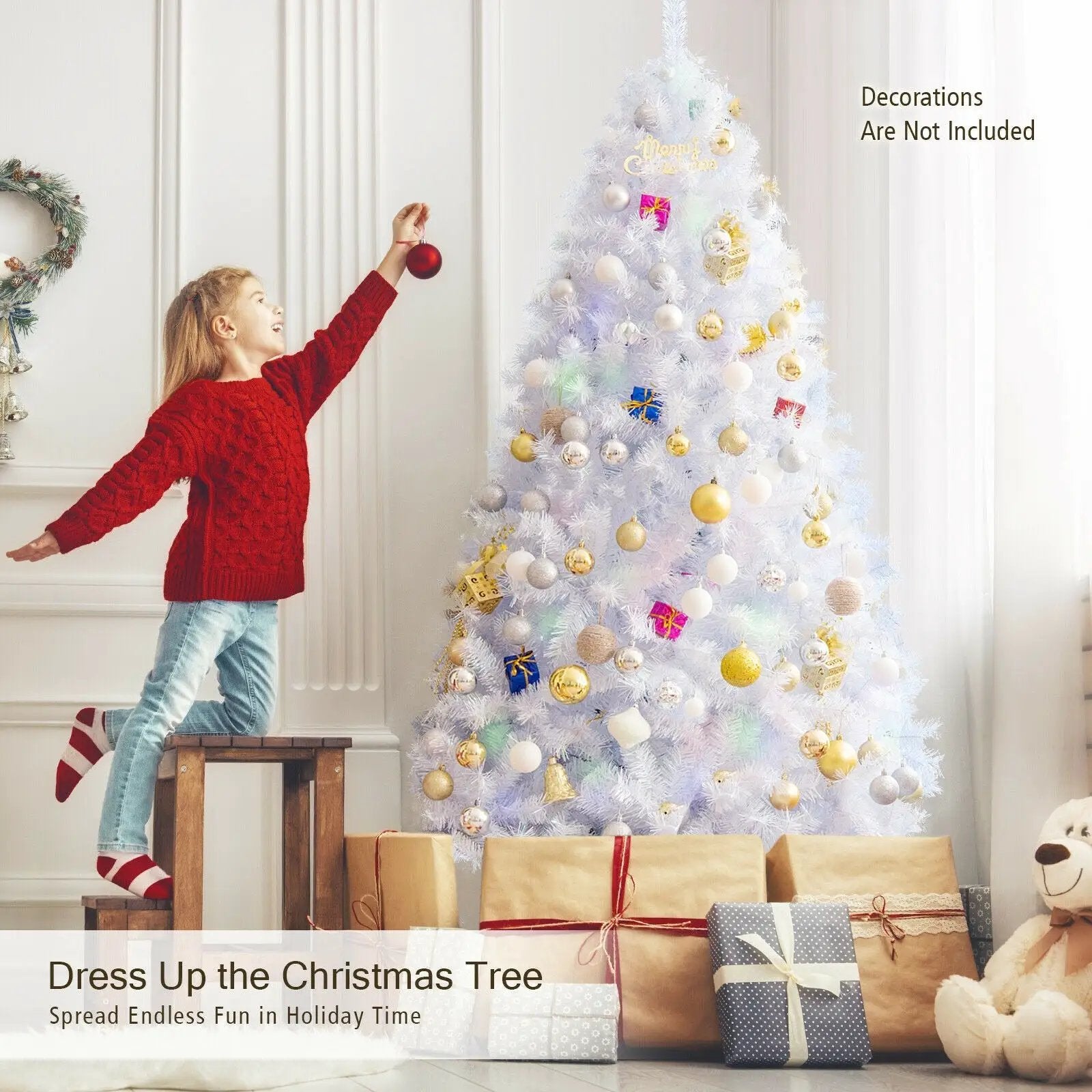 8 Feet Artificial Christmas Tree with 1636 Iridescent Branch Tips by DirectDeals