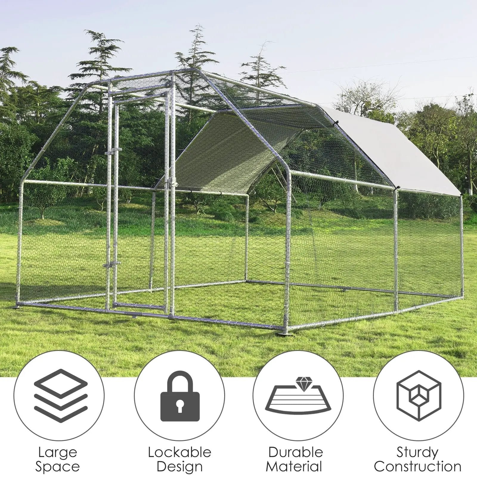 9.5 x 12.5 Feet Large Walk In Chicken Coop Run House by DirectDeals