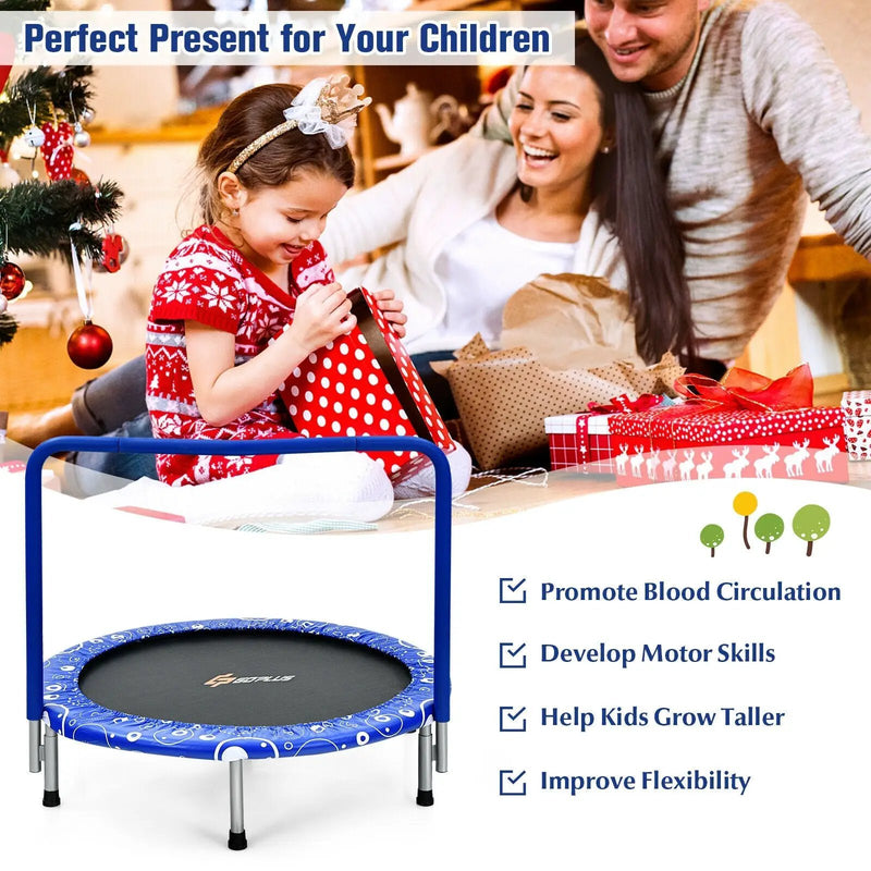 36 Inch Kids Trampoline Mini Rebounder with Full Covered Handrail by DirectDeals