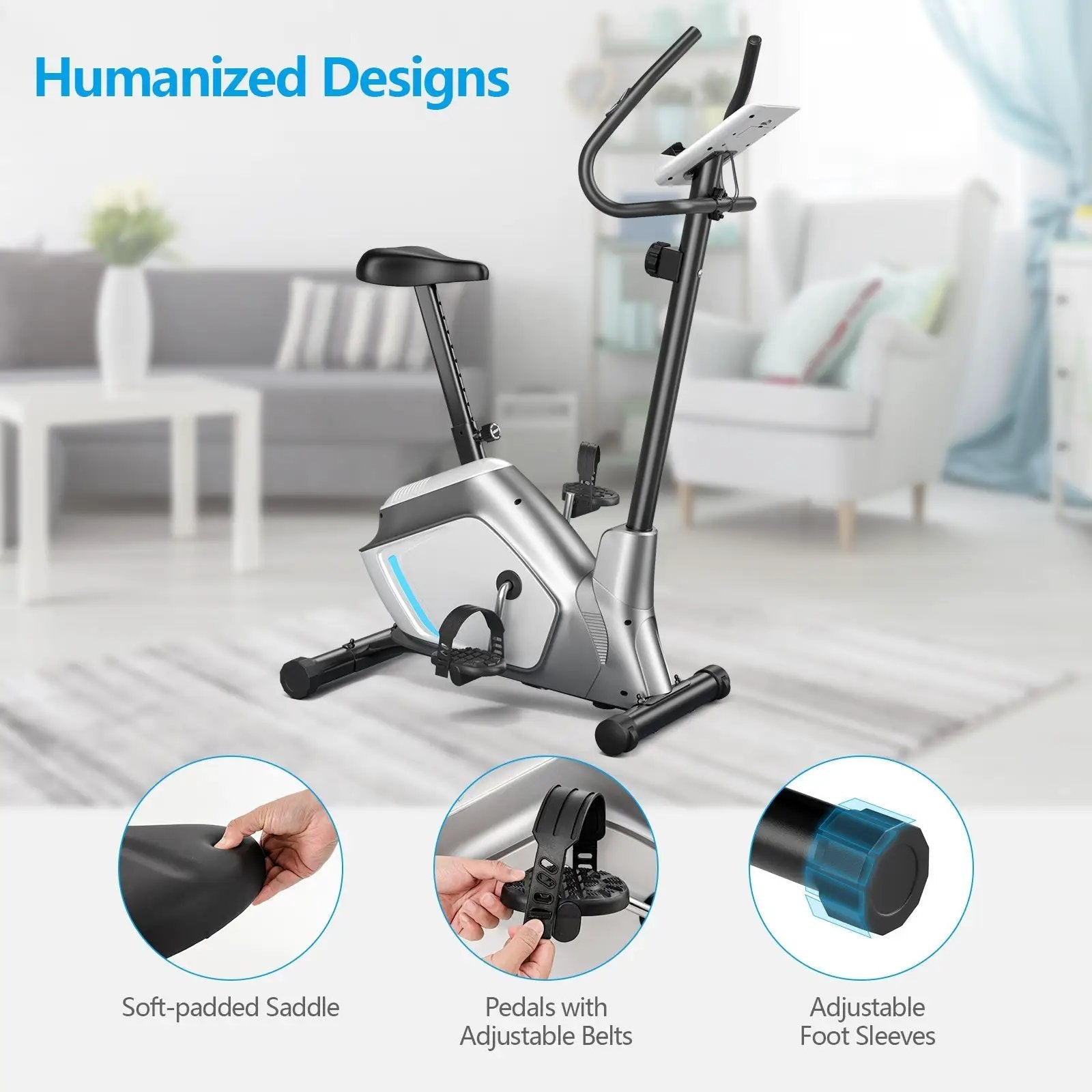 Magnetic Stationary Upright Exercise Bike with LCD Monitor and Pulse Sensor by DirectDeals
