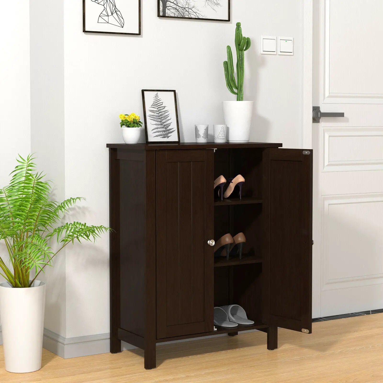 2-Door Bathroom Floor Storage Cabinet Space Saver Organizer by DirectDeals