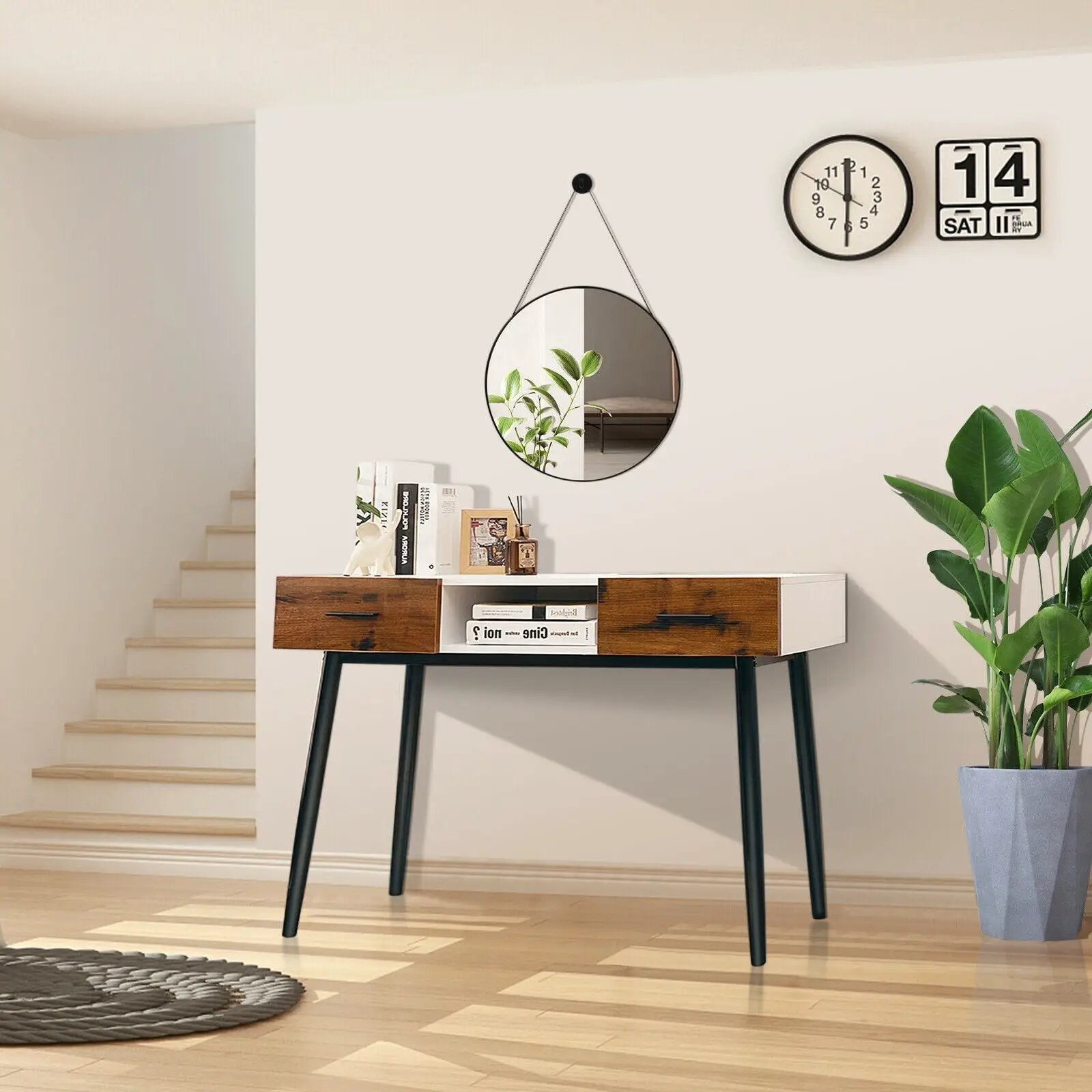42 Inch Industrial Console Table with 2 Drawers for Entryway Hallway by DirectDeals