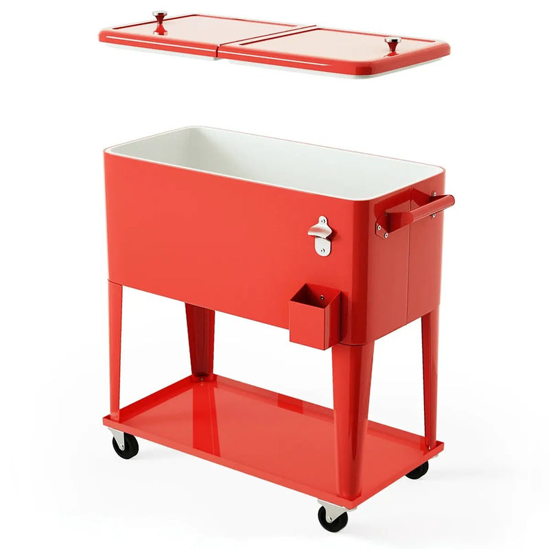 80 Quart Outdoor Patio Rolling Steel Construction Cooler by DirectDeals