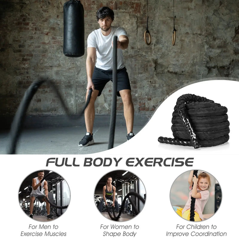 30/40/50 Feet 1.5 Inch Diameter Battle Rope with Protective Sleeve by DirectDeals