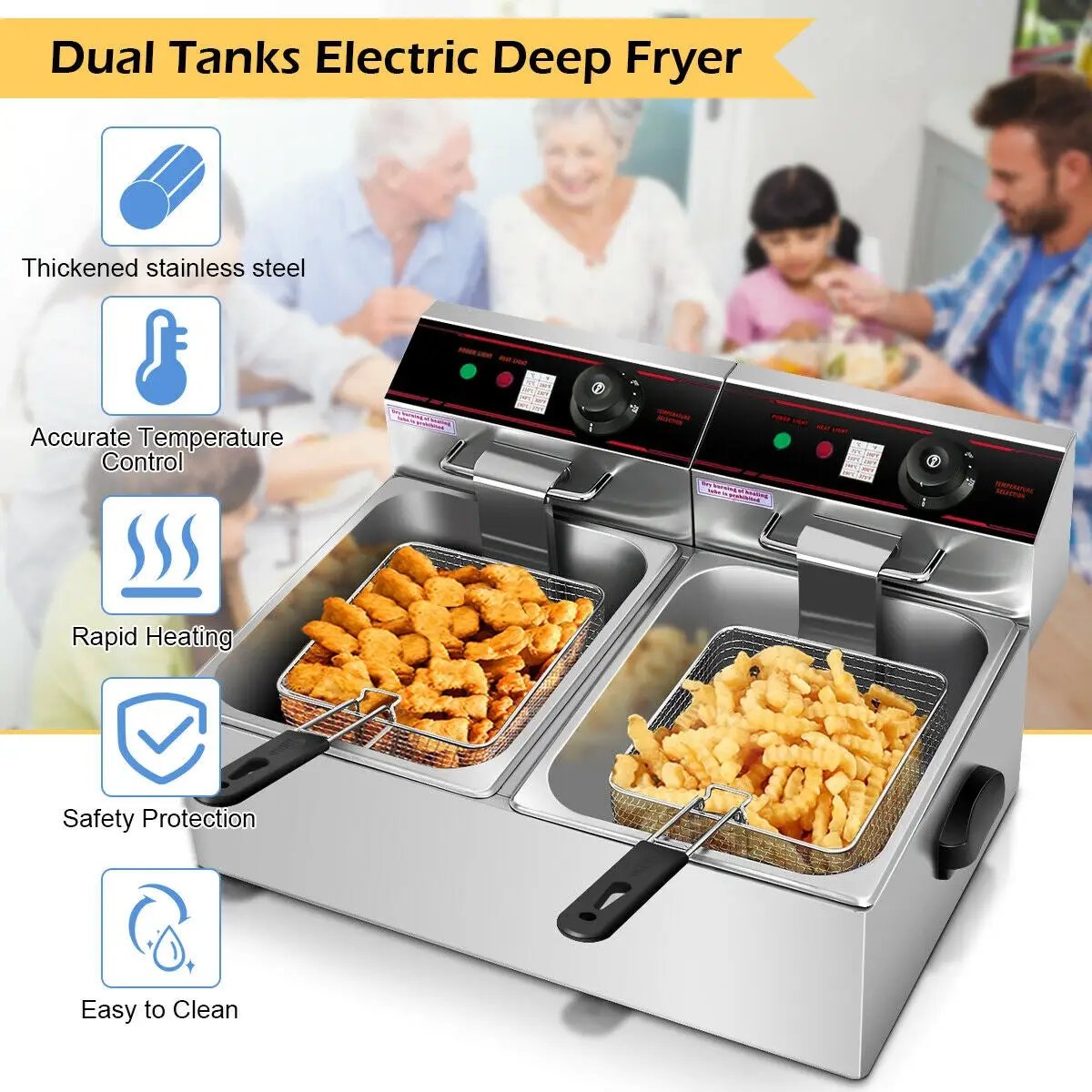 3400W Dual Tank Electric Countertop Deep Fryer by DirectDeals