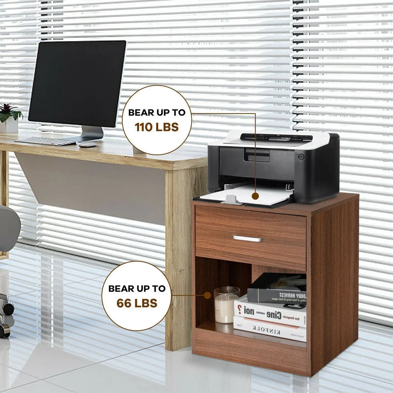 2 Pieces Nightstand with Storage Drawer and Cabinet by DirectDeals