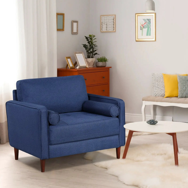 Accent Oversized Linen Club Armchair with Pillows and Rubber Wood Legs by DirectDeals