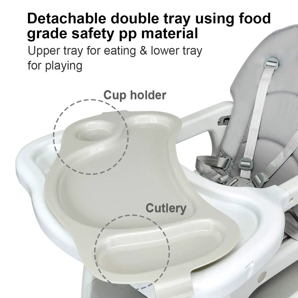3-in-1 Baby High Chair with Lockable Universal Wheels by DirectDeals