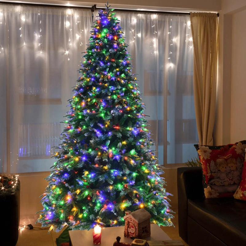 Pre-Lit Snowy Christmas Hinged Tree with Multi-Color Lights by DirectDeals
