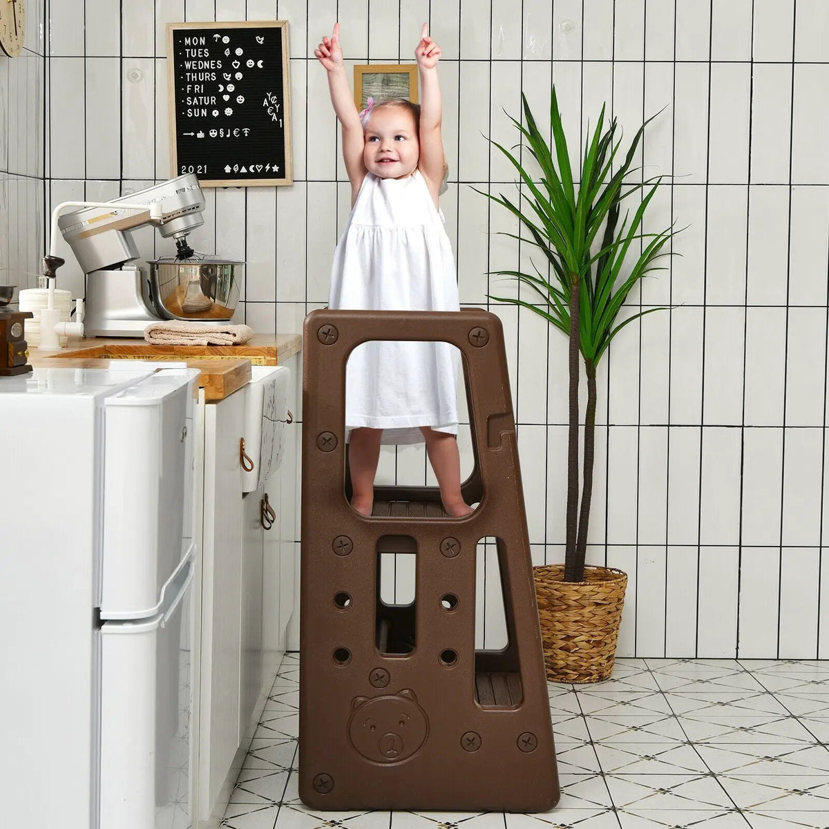 Kids Kitchen Step Stool with Double Safety Rails by DirectDeals
