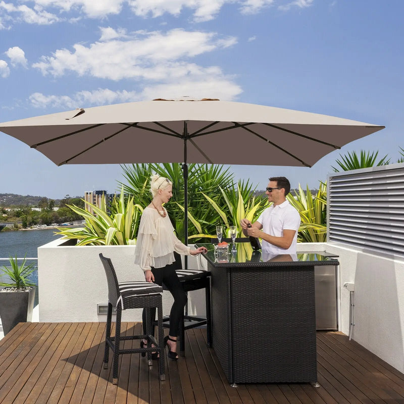 10 x 13 Feet Rectangular Cantilever Umbrella with 360¬∞ Rotation Function-Brown by DirectDeals