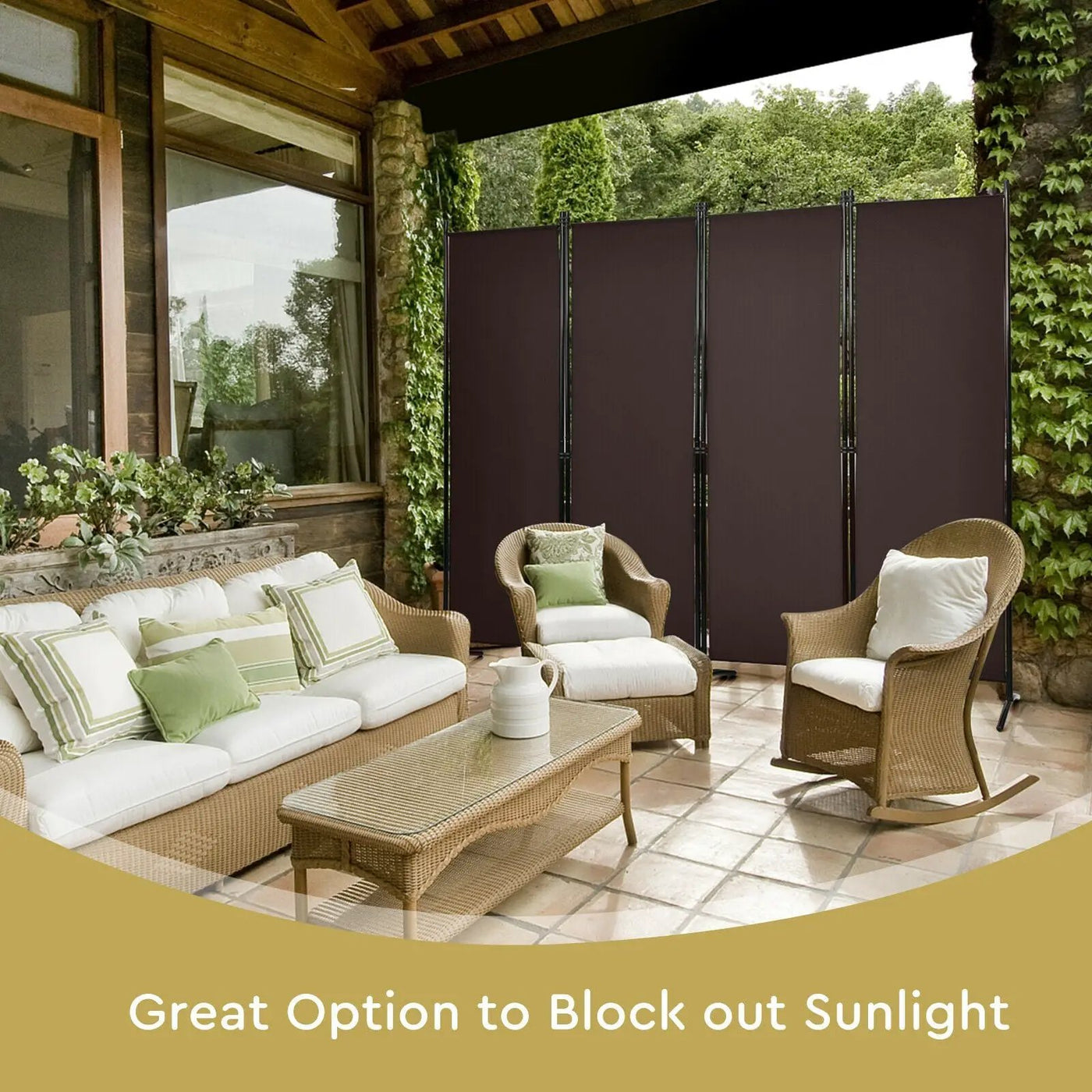 4-Panel Room Divider with Steel Frame by DirectDeals
